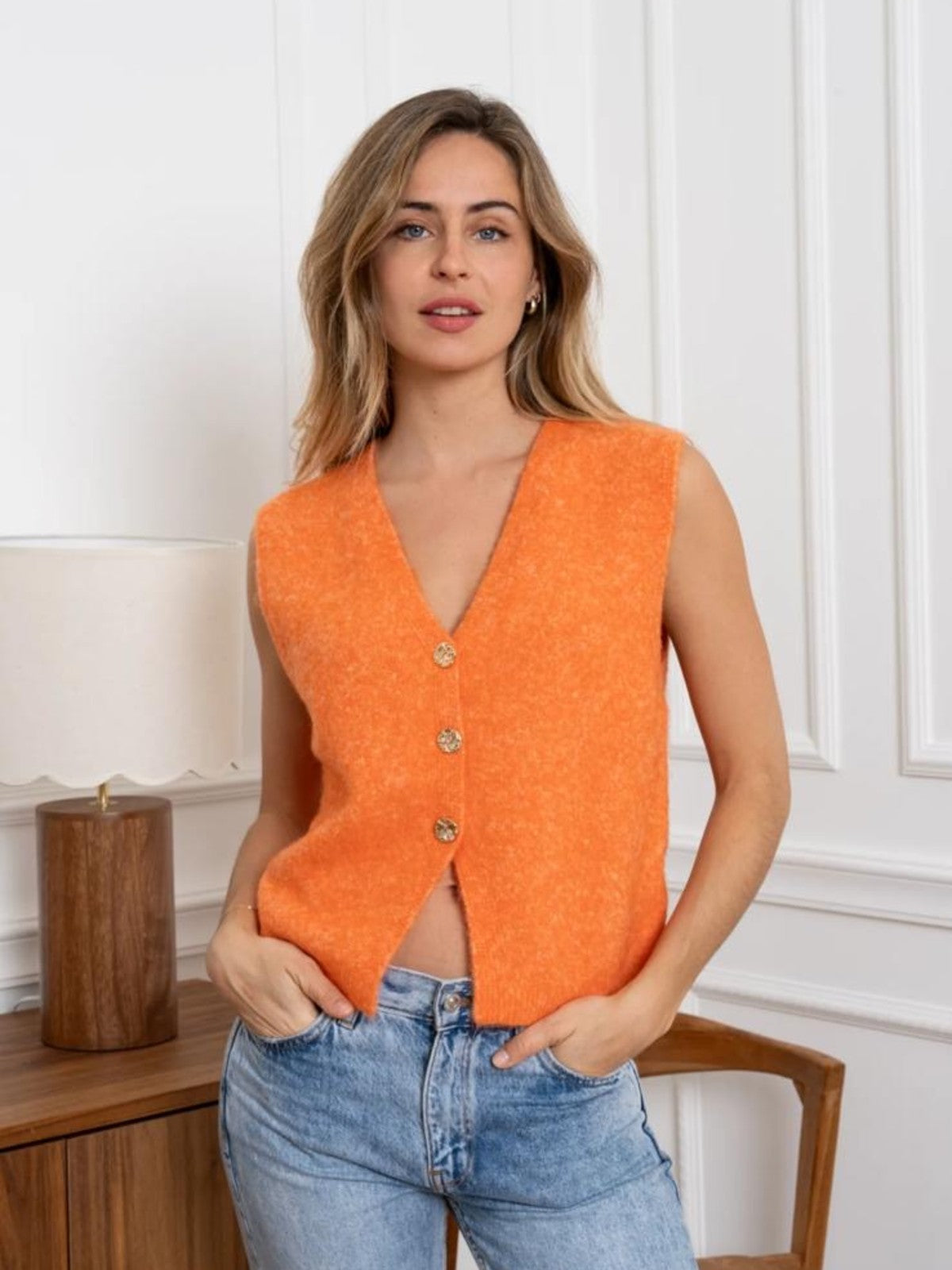 Hallie Orange Waistcoat