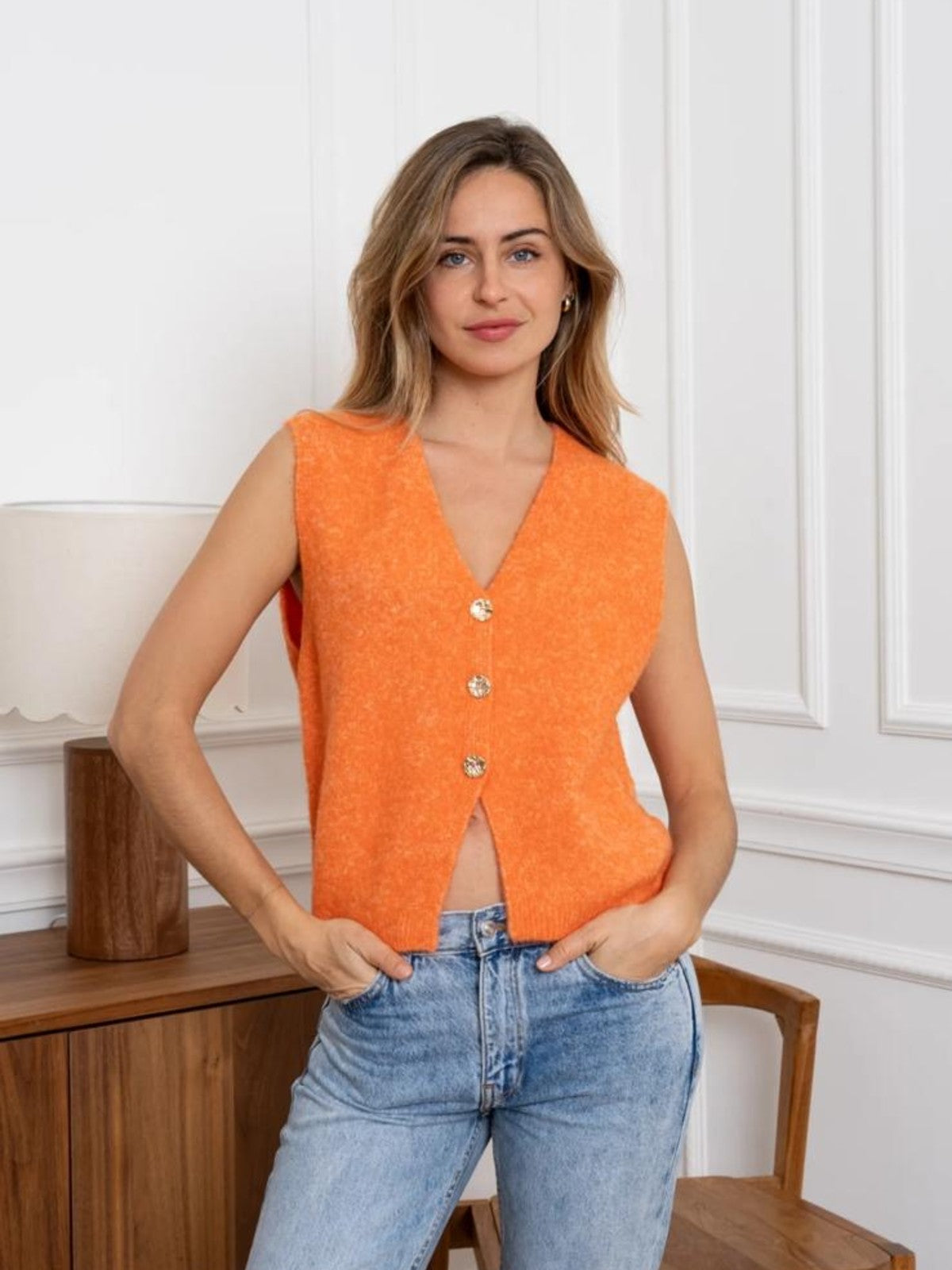 Hallie Orange Waistcoat