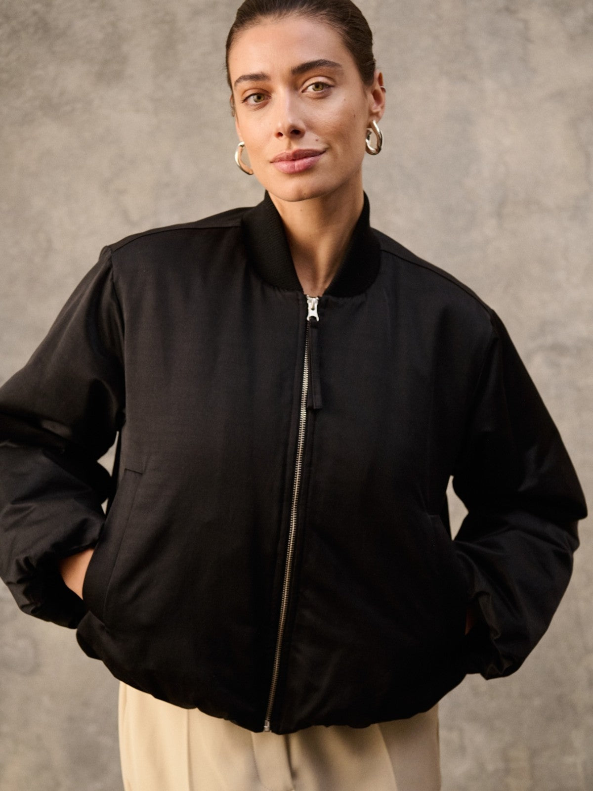 Kalea Black Bomber Jacket