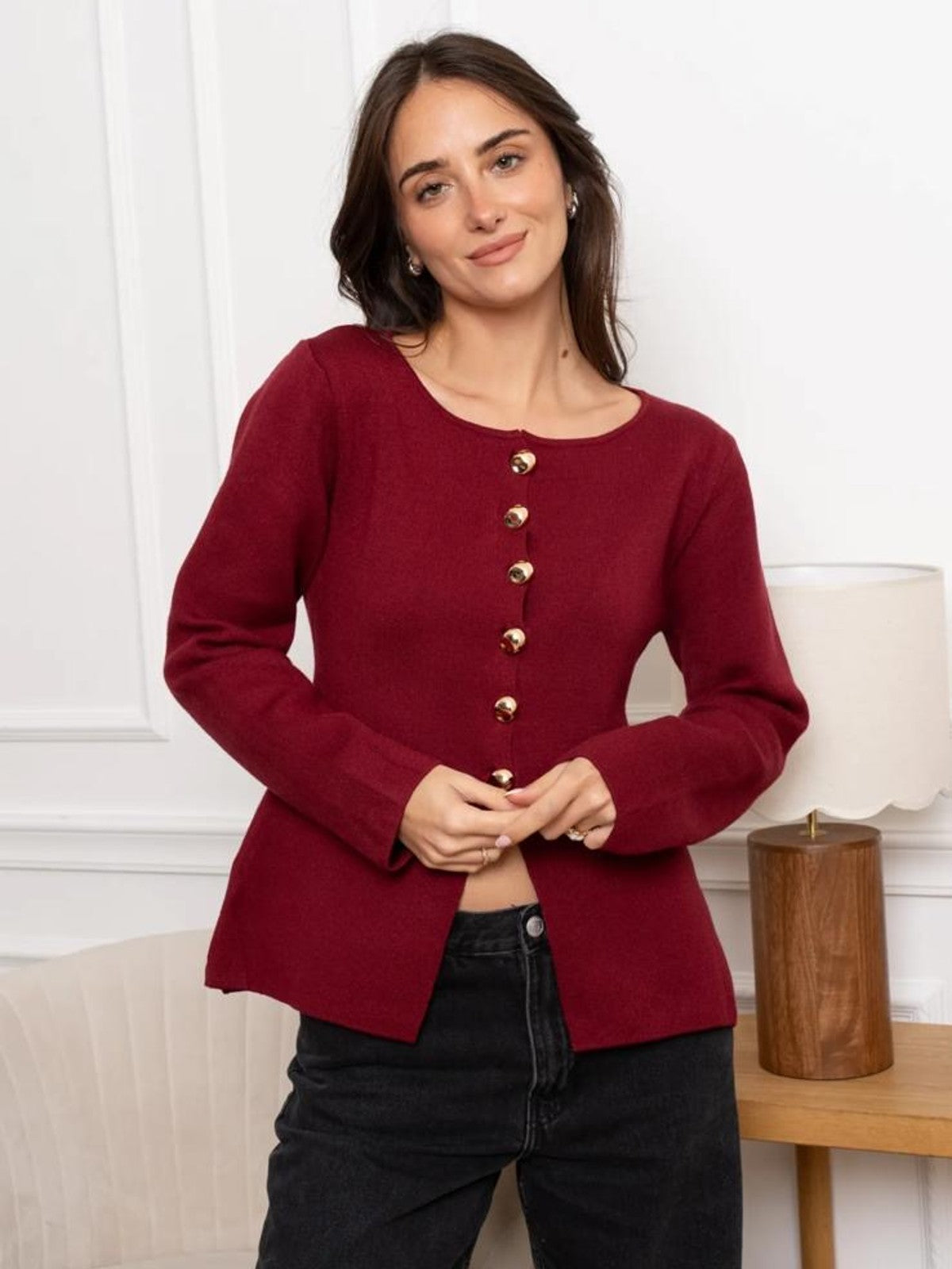 Nicole Burgundy Cardigan