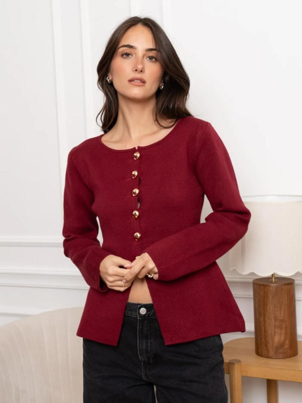 Nicole Burgundy Cardigan