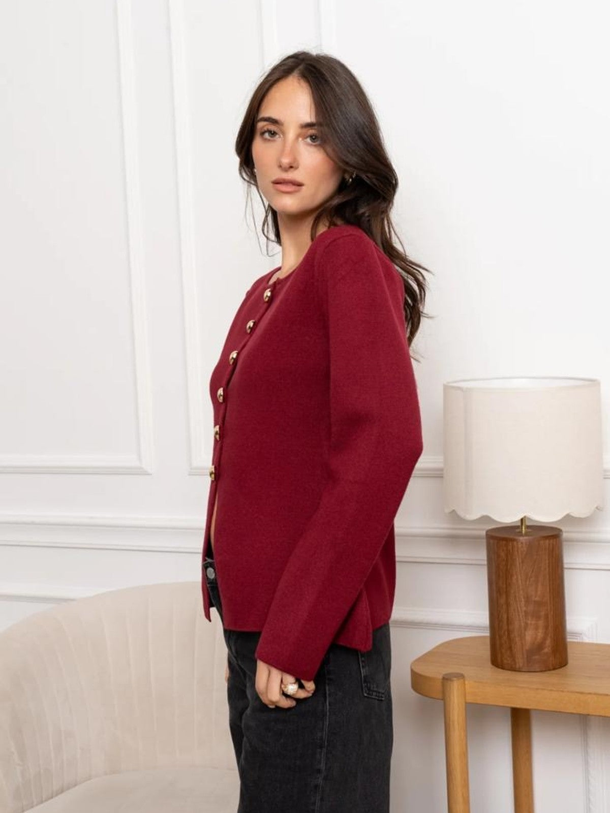 Nicole Burgundy Cardigan