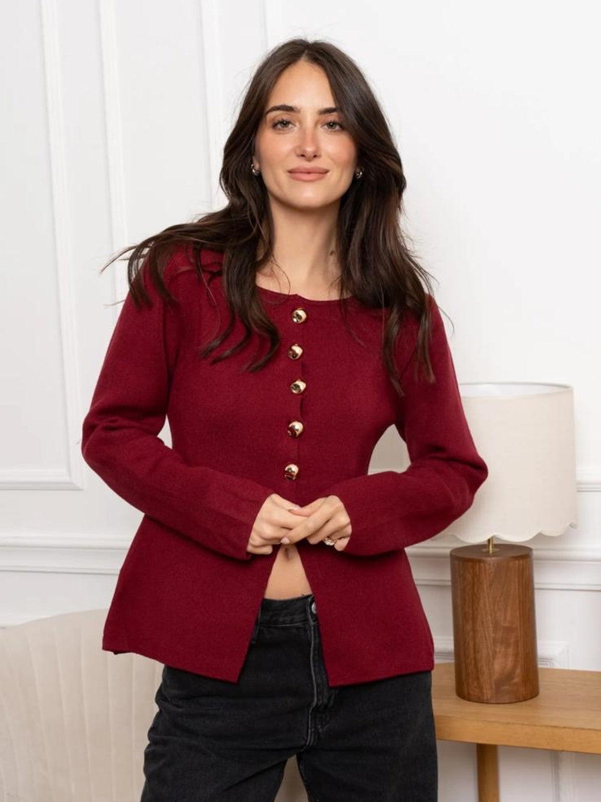 Nicole Burgundy Cardigan