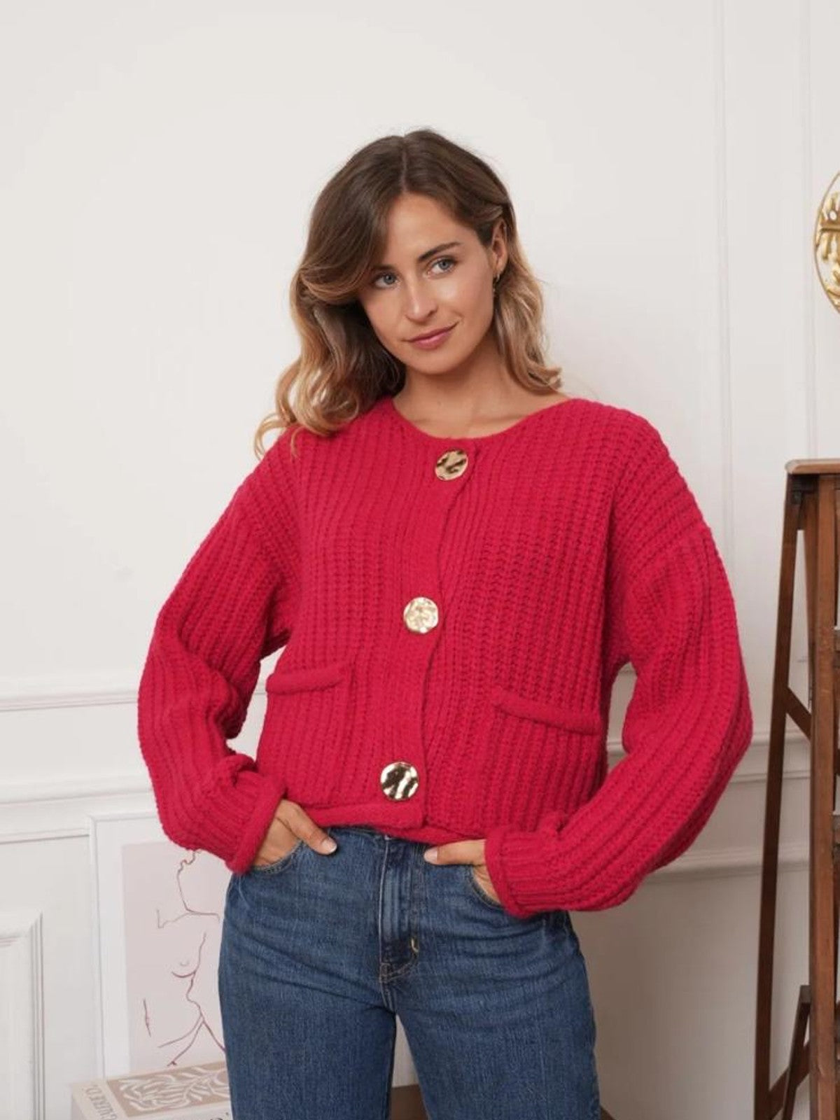 Abbie Red Cardigan