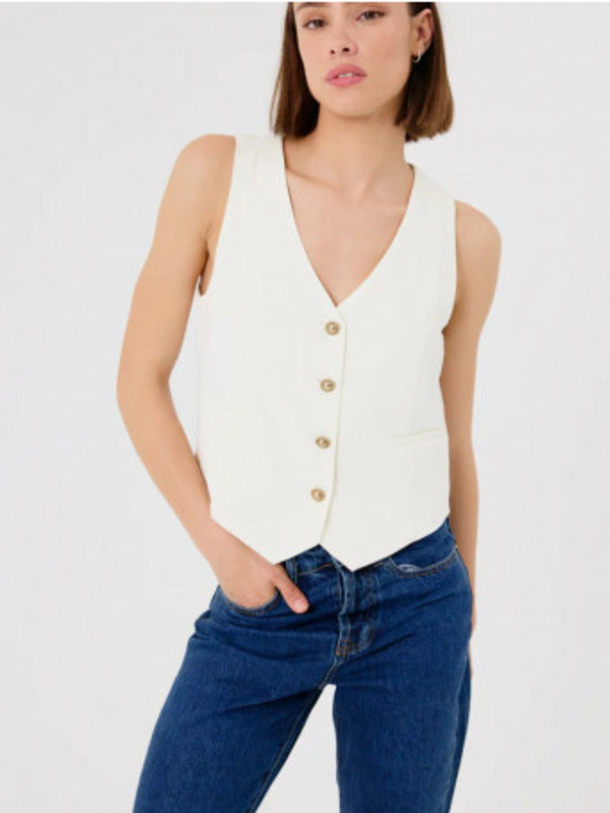 Chine Cream Waistcoat